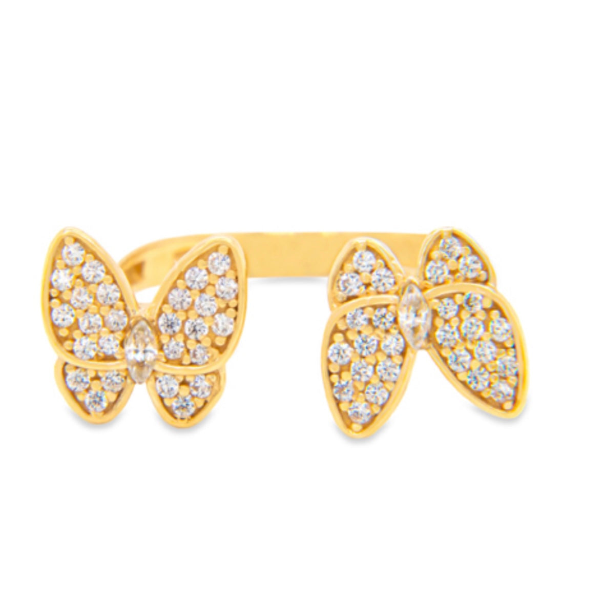 14K Yellow Gold With Two Butterflies