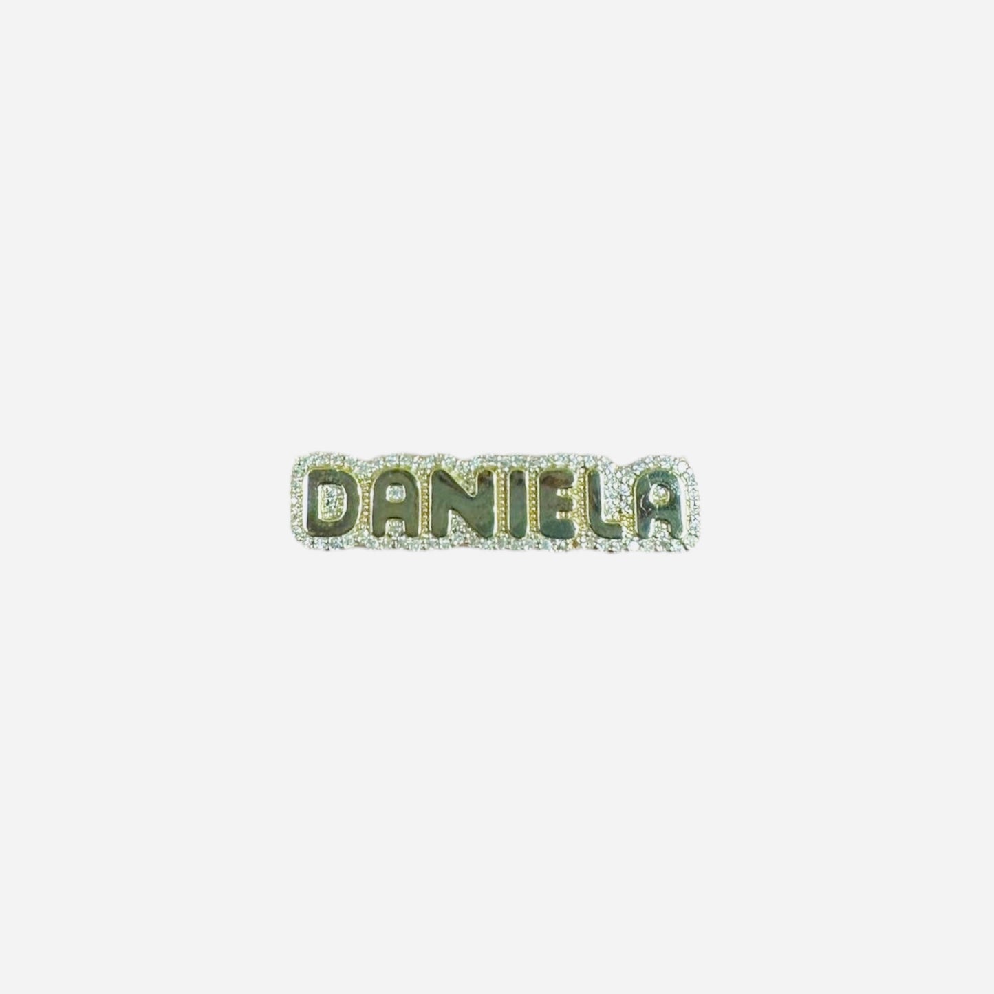 14K Yellow Gold Custom Diamond Bubble Name Necklace 5mm