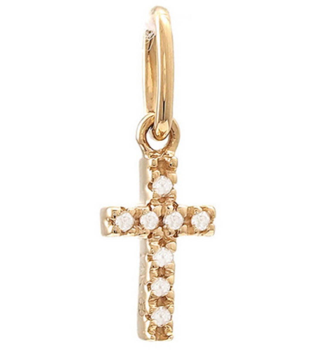 14K Yellow Gold Tiny Diamond Cross