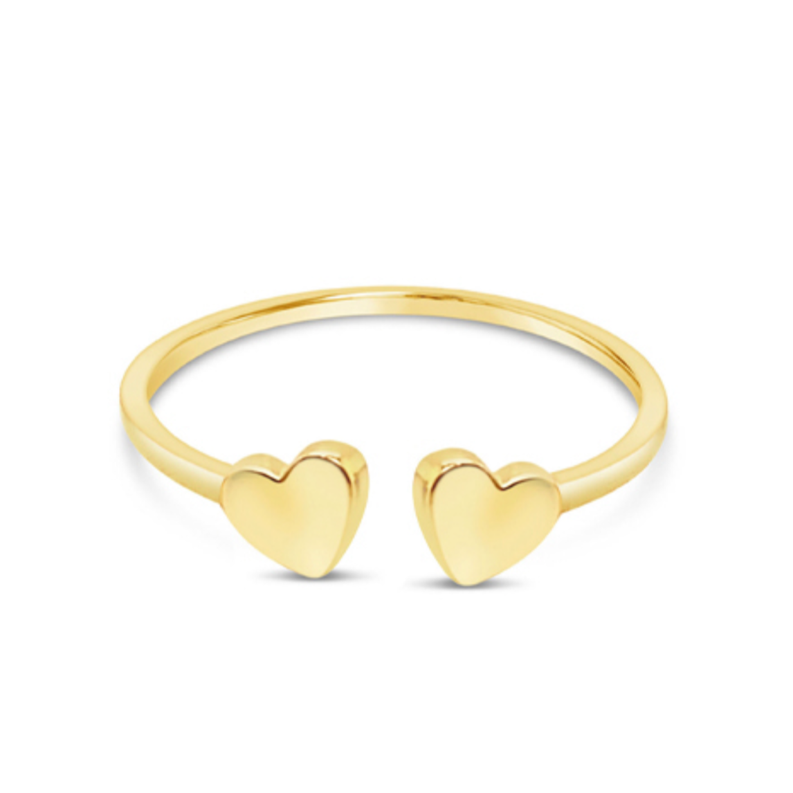 14K Yellow Gold Double Heart Ring
