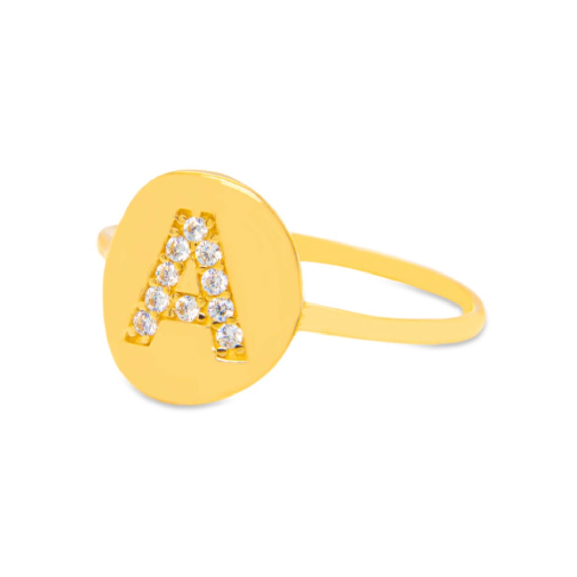 14K Yellow Gold Initial Ring