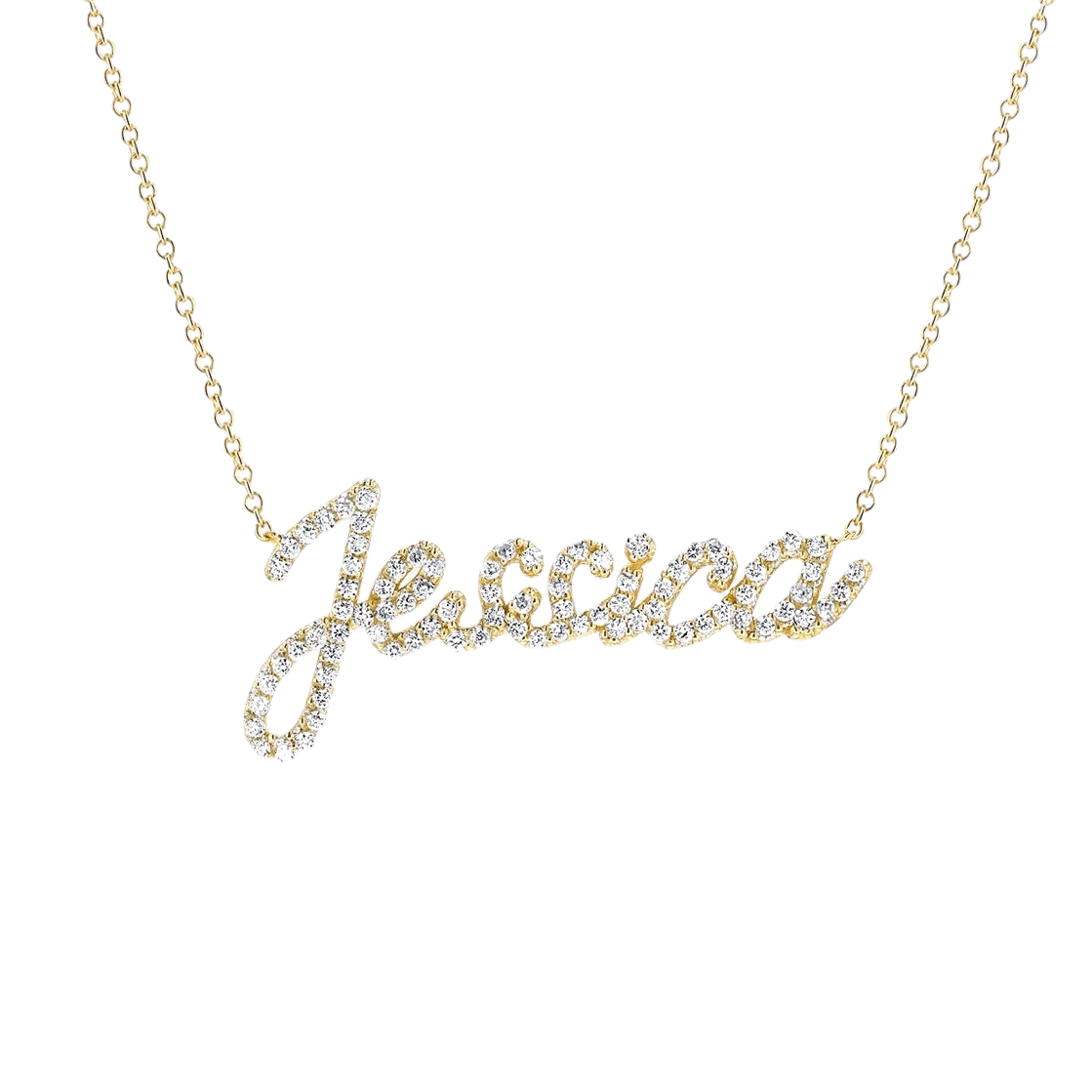 14K Yellow Gold 5MM Custom Diamond Name Necklace