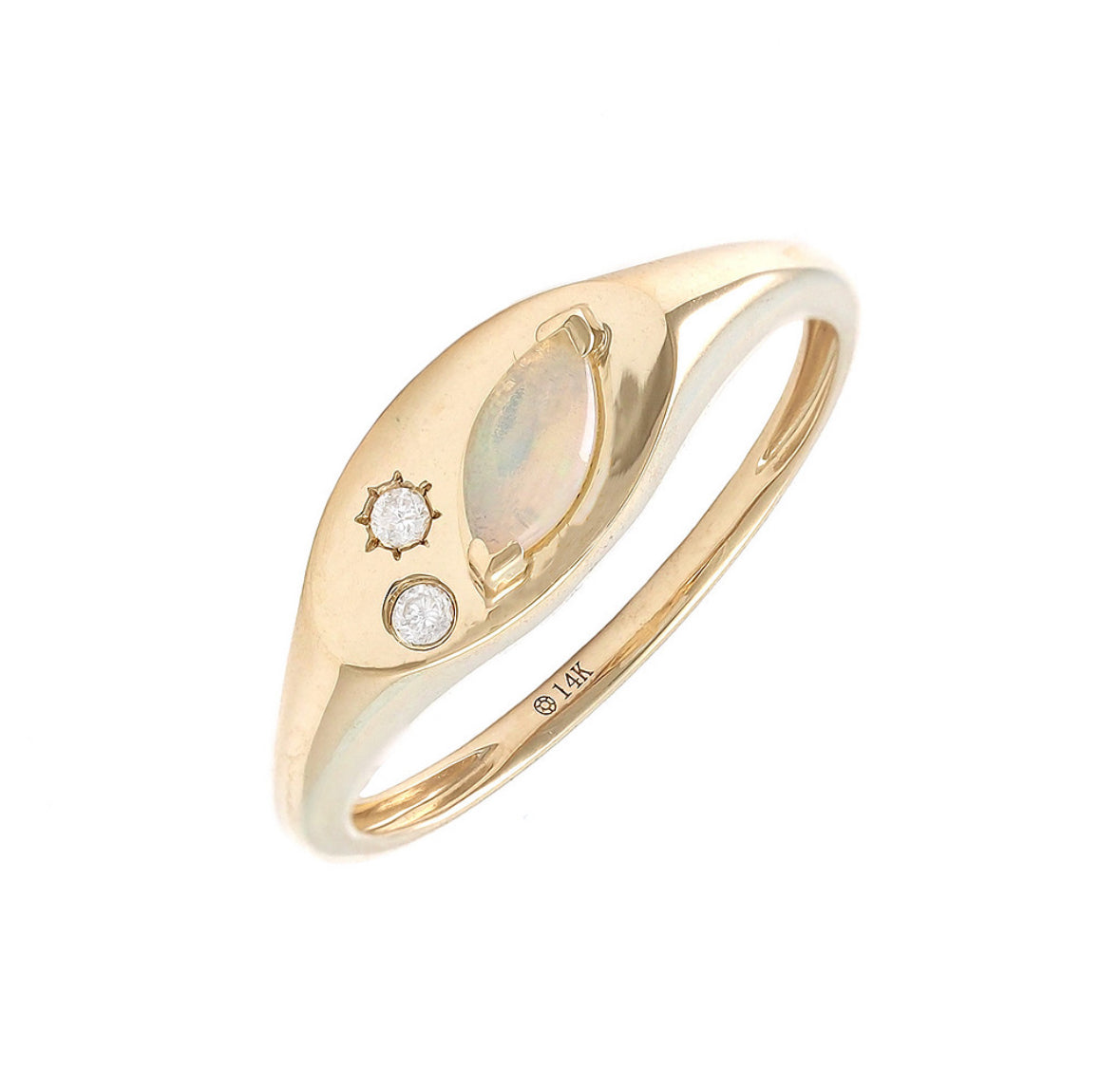 14K Yellow Gold Opal & Diamond Ring