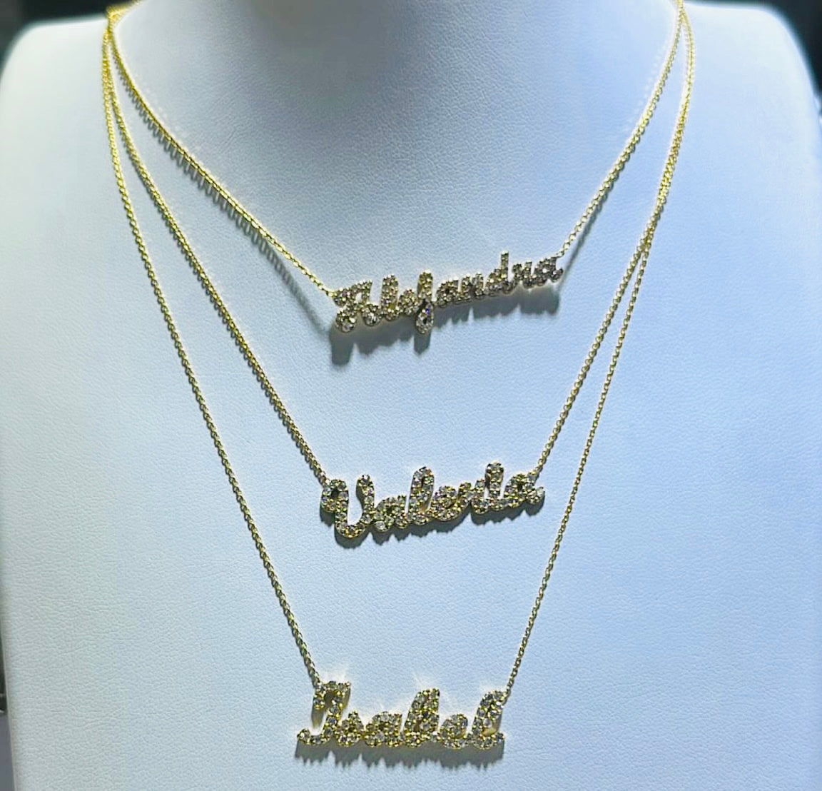 14K Yellow Gold 5MM Custom Diamond Name Necklace