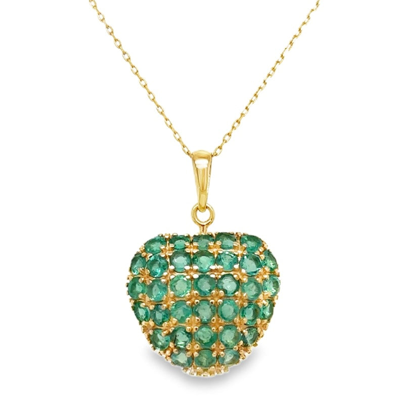 14K Yellow Gold Small Emerald Heart Charm