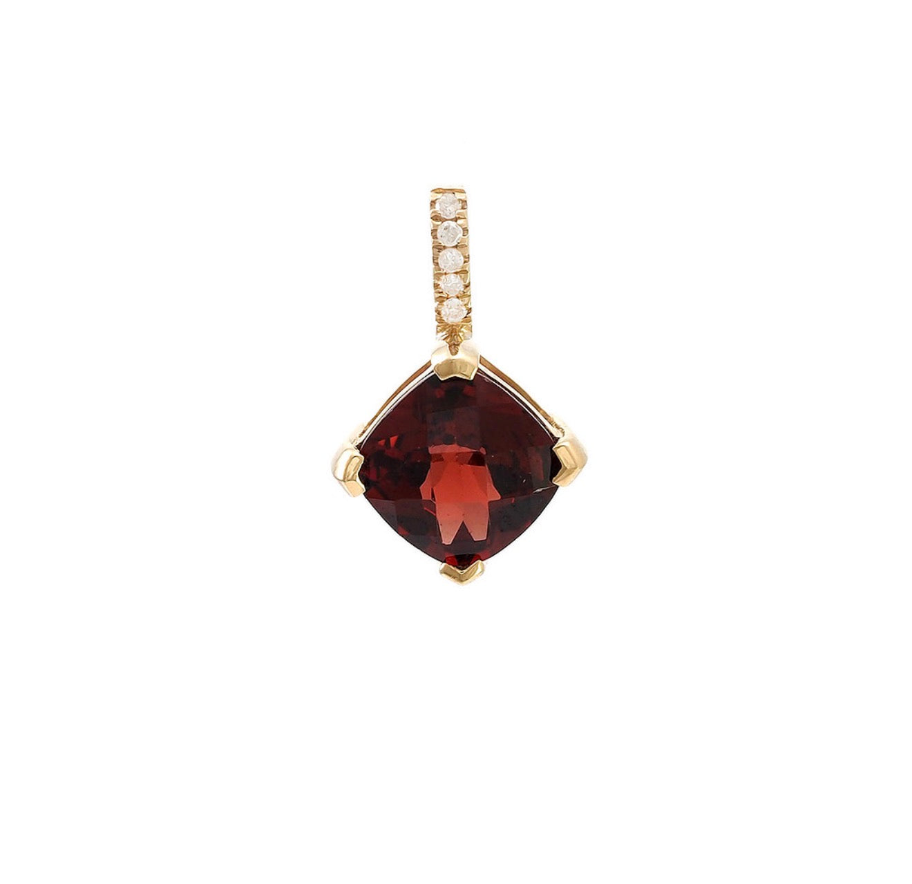 14K Yellow Gold Garnet and Diamond Charm Pendent