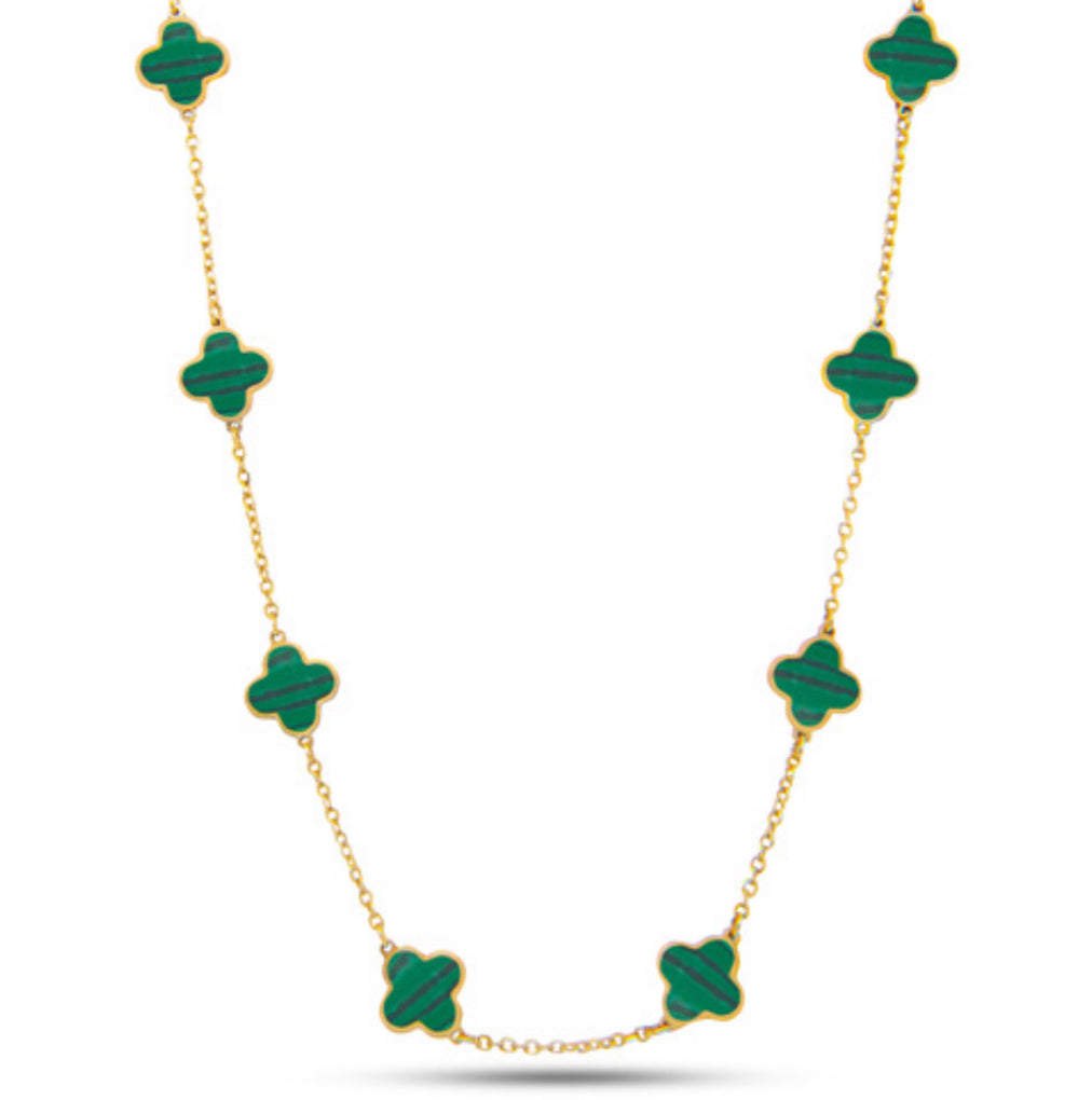 14K Gold With Malachite Floral Pattern