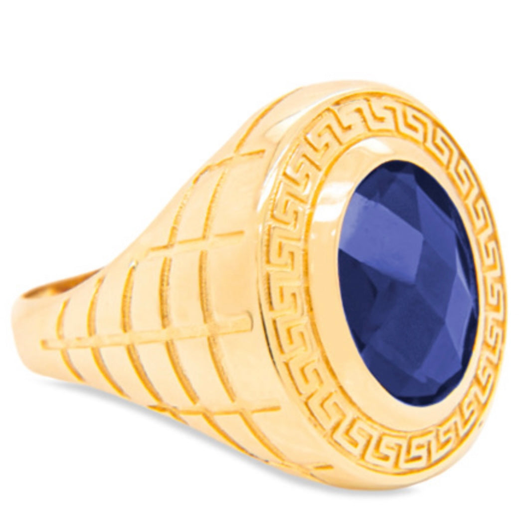 14K Men Ring Blue Stone