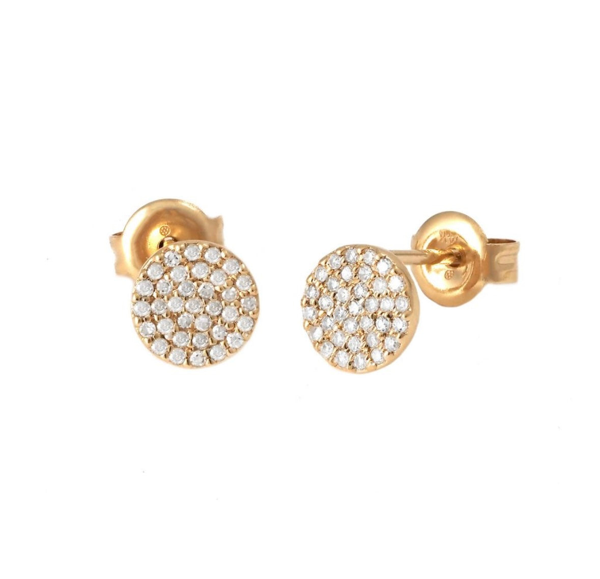 14K Yellow Gold Circle Diamond Studs
