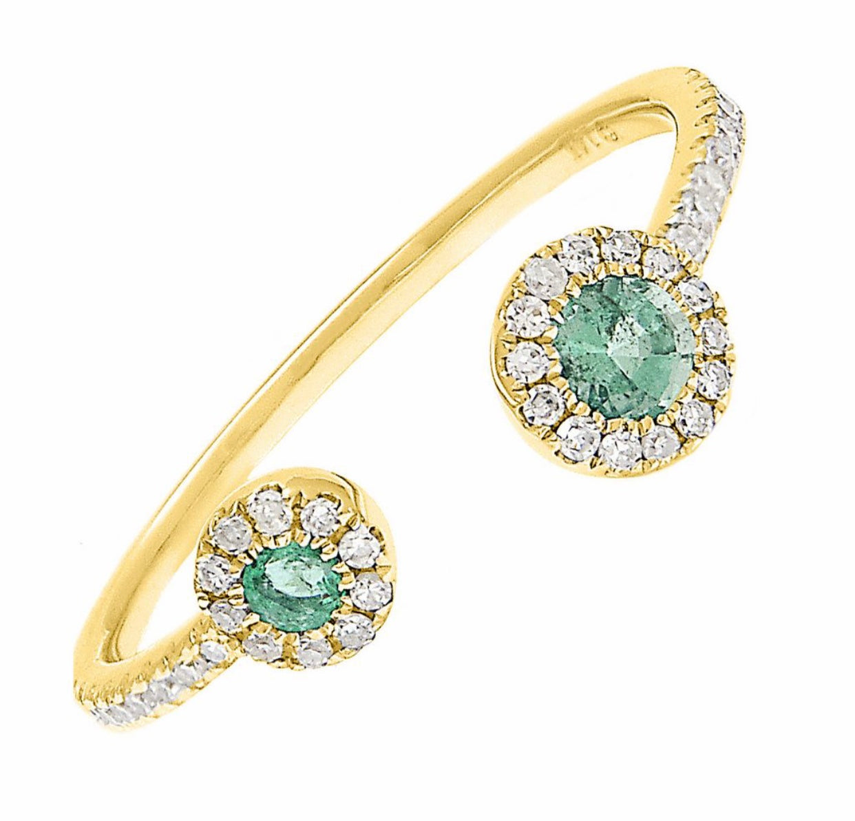 14K Yellow Gold Emeralds & Diamond Ring