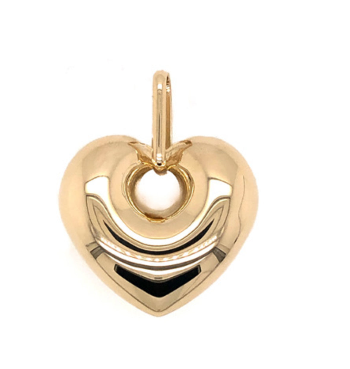 14K Yellow Gold Solid Heart Pendent Charm