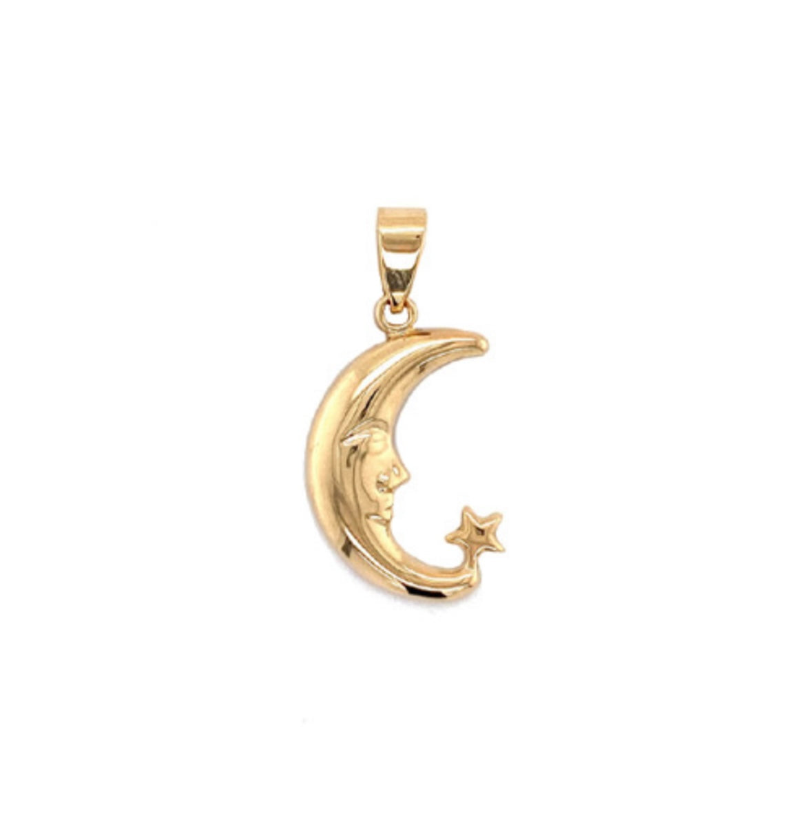 14K Yellow Gold Moon & Star Charm
