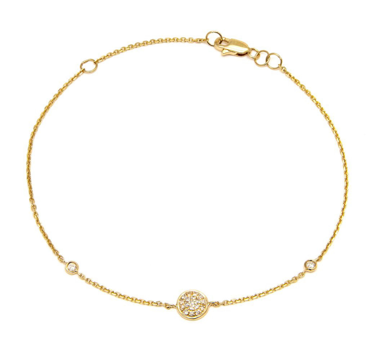 14K Yellow Gold Diamond Circle Bracelet
