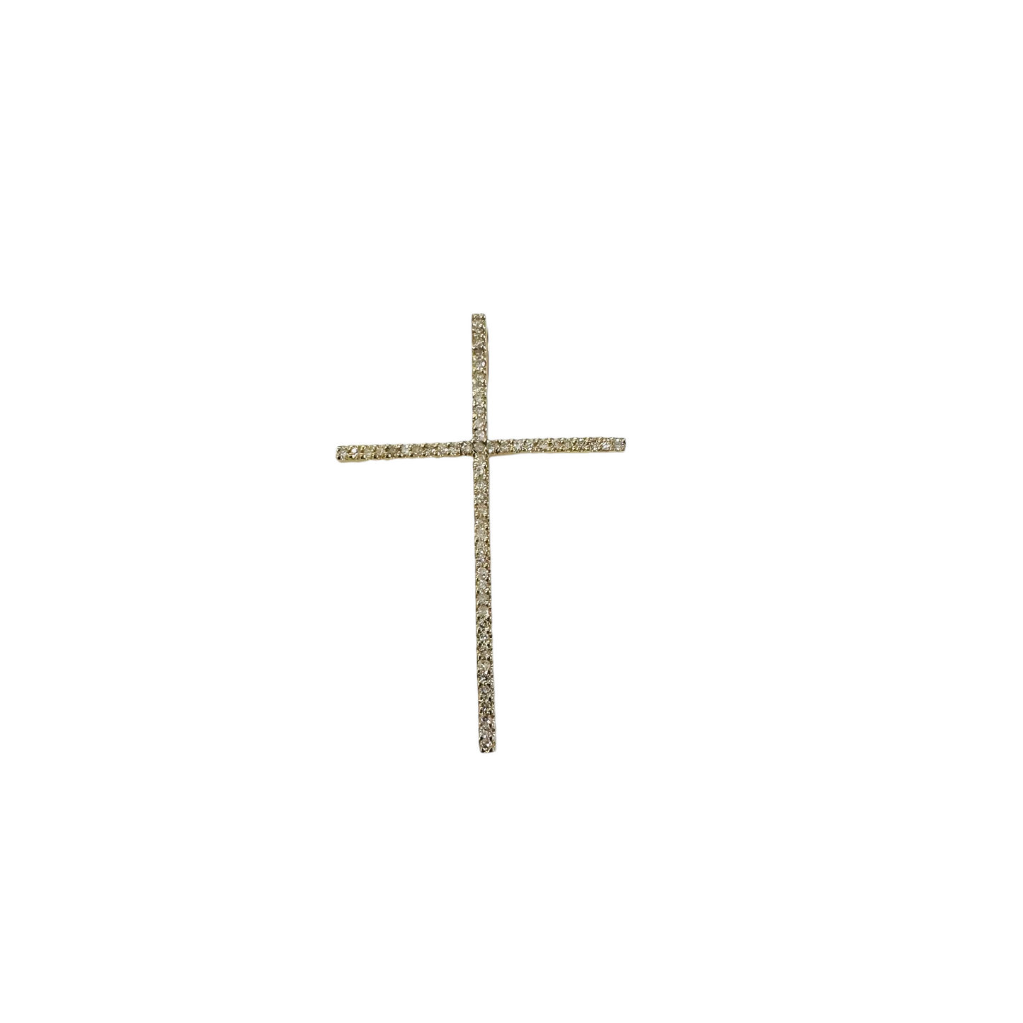 14K Yellow Gold Diamond Cross 1.25”