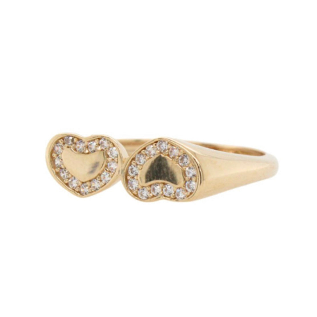 14K Yellow Gold Two Heart Ring