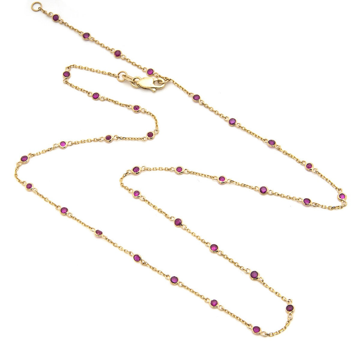 14K Yellow Gold Ruby By The Yard Necklace
