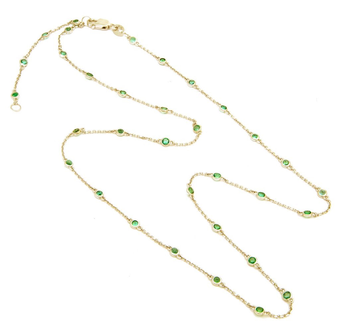 14K Yellow Gold Emerald By The Yard Necklace