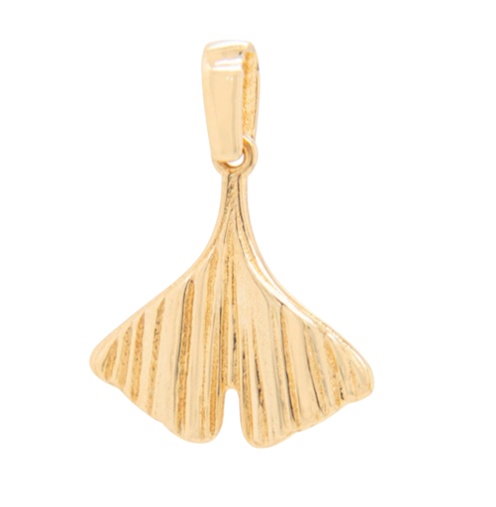 14K Yellow Gold Solid Whale Tail Pendent Charm