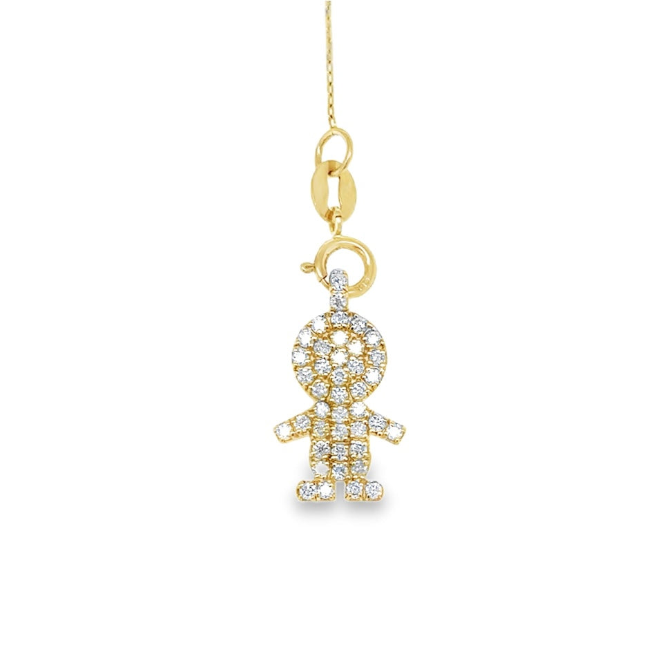 14K Yellow Gold Diamond Boy Charm Pendent