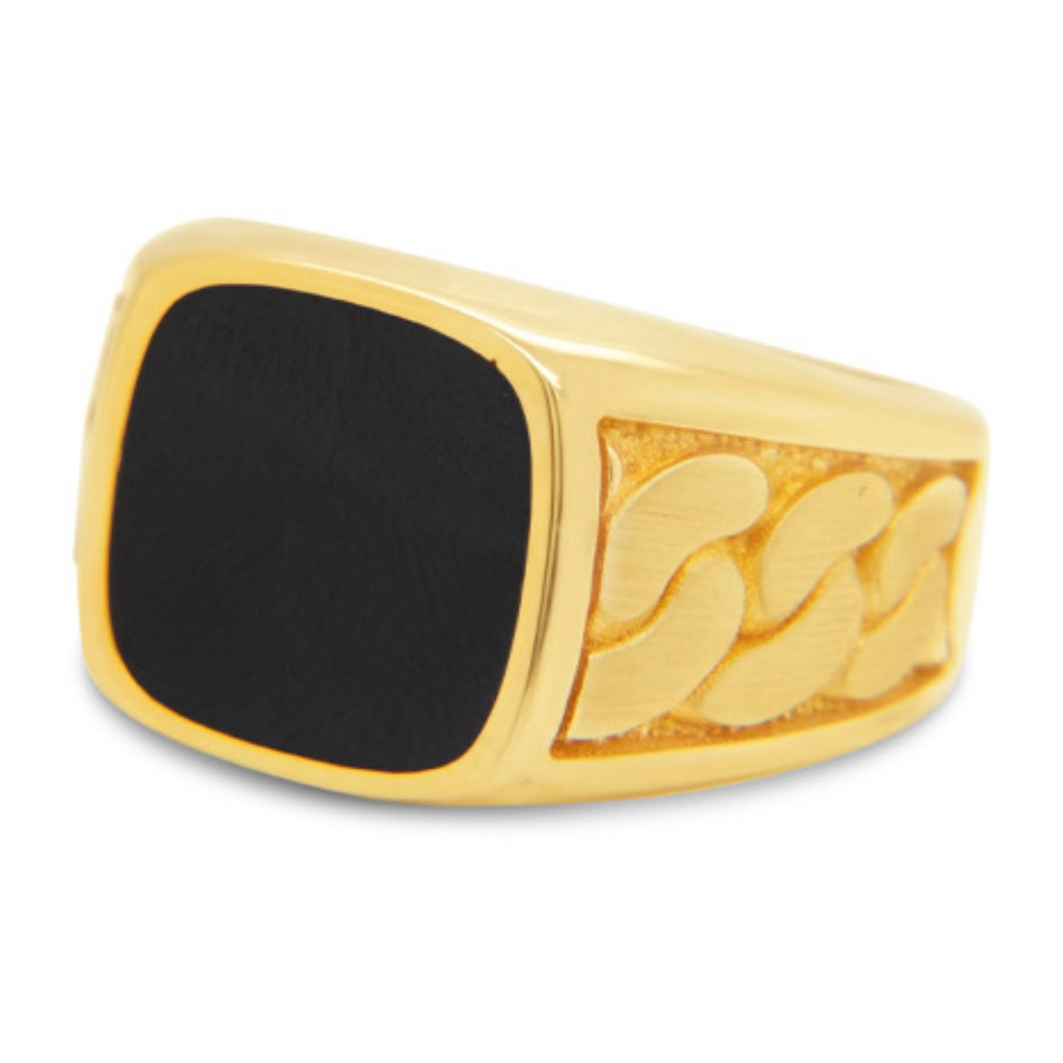 14K Men Ring With Black Enamel