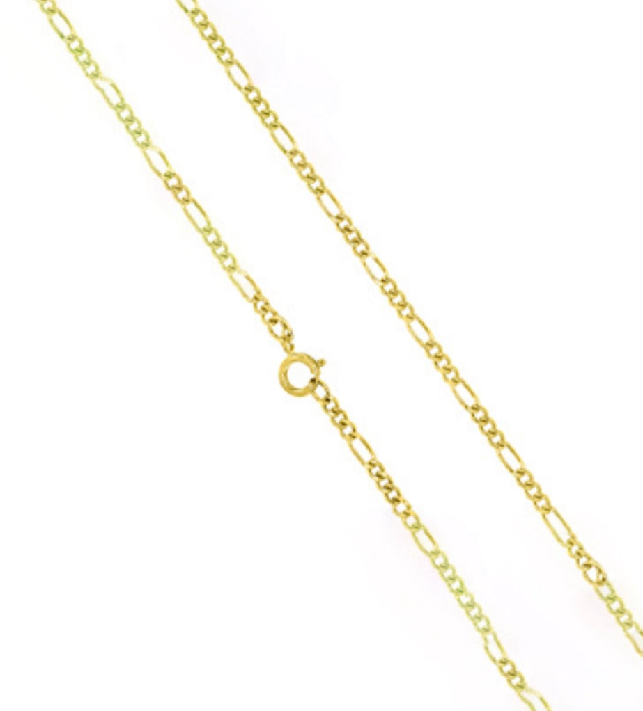 14K Yellow Gold 1mm Figaro Link Chain