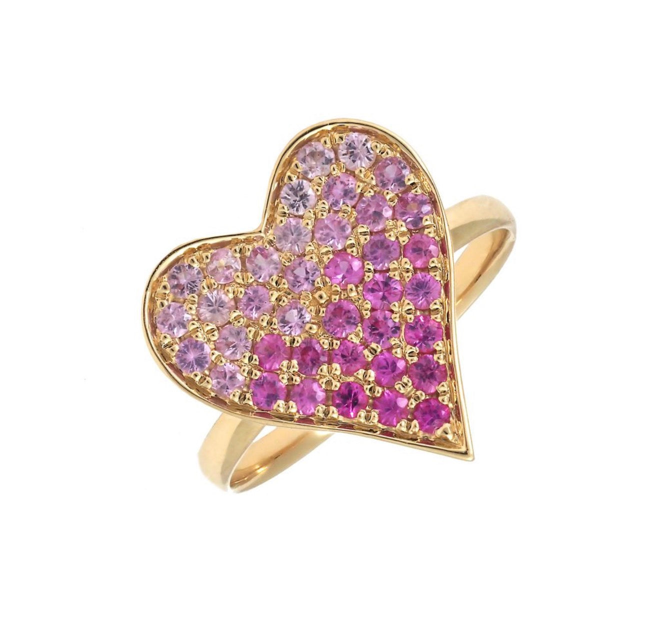 14K Yellow Gold Pink Sapphire Heart Ring size 6.5