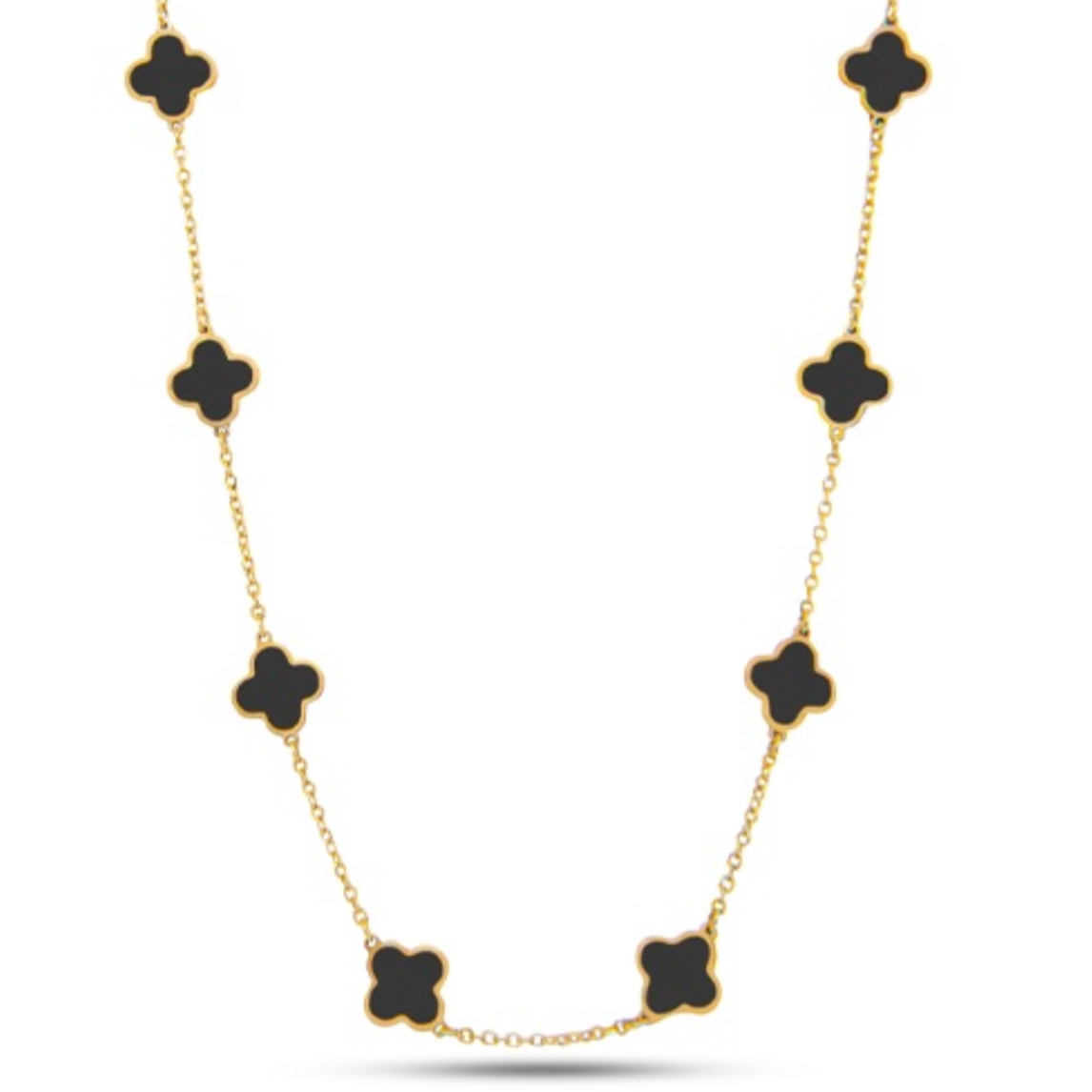 14K Gold With Onix Floral Pattern