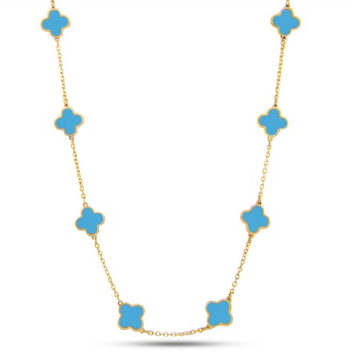 14K Gold With Blue Floral Pattern