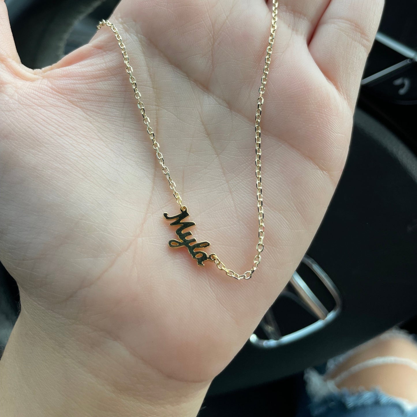 14K Yellow Gold Custom Name Necklace 3mm