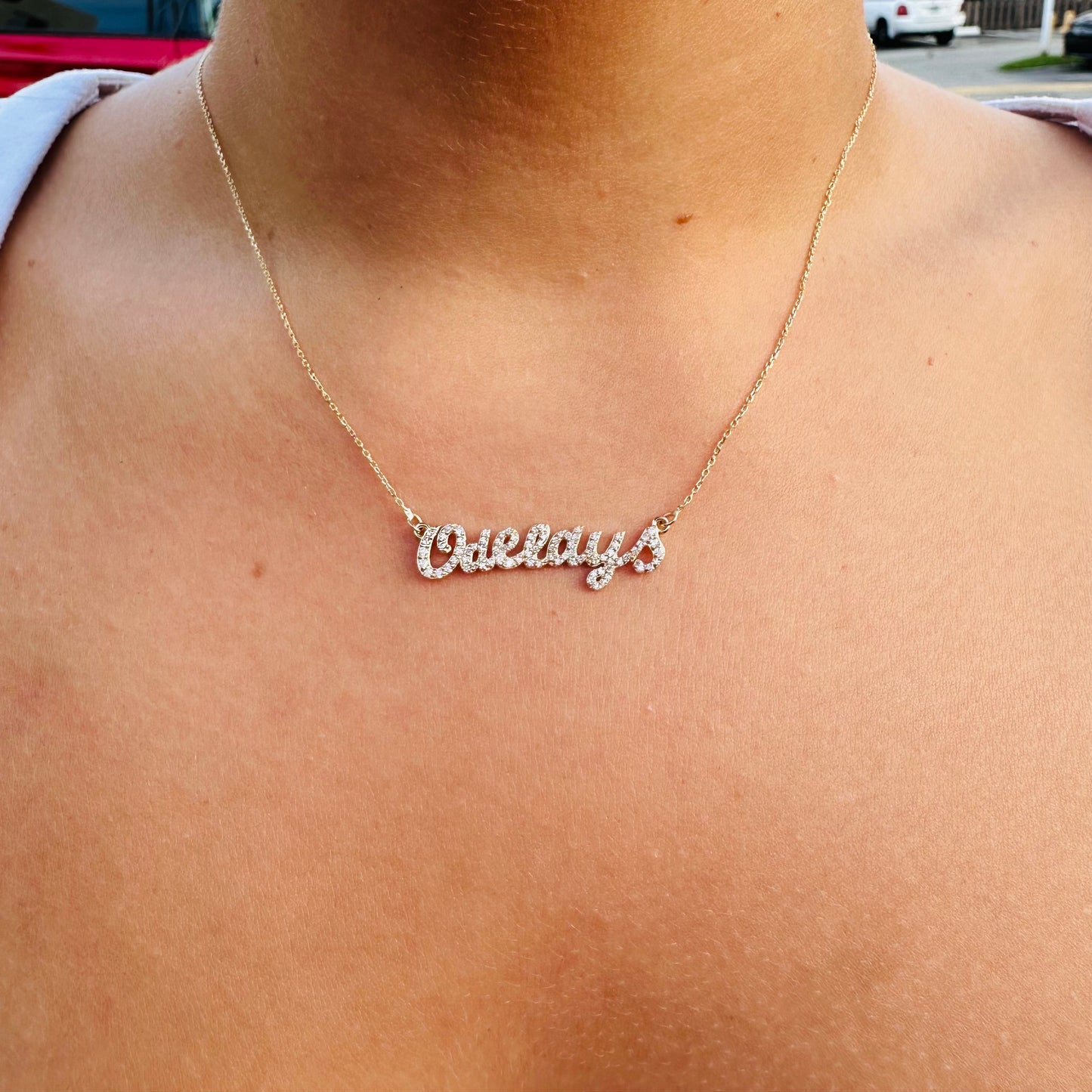 14K Yellow Gold 5MM Custom Diamond Name Necklace
