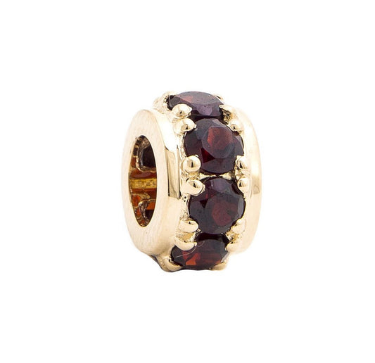 14K Yellow Gold  Rondel Round Prong Garnet Charm Pendent