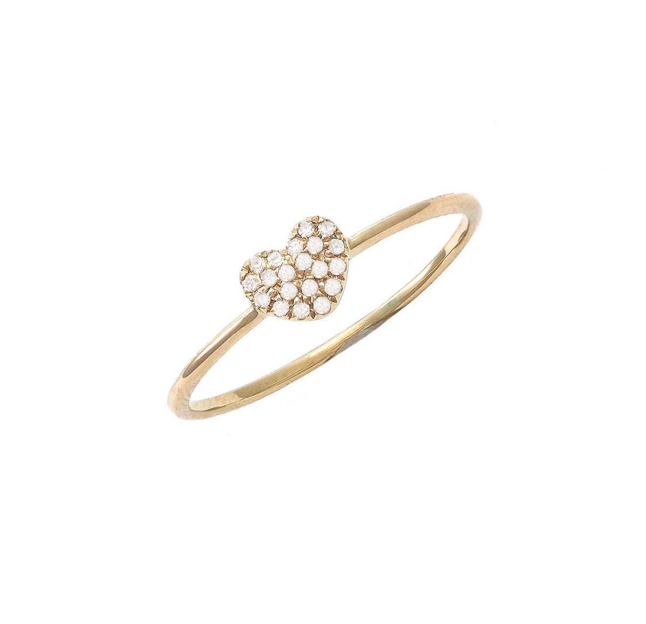 14K Yellow Gold Diamond Heart Ring size 6