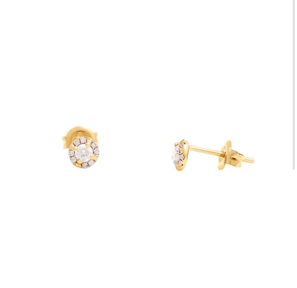 14K Yellow Gold & Diamonds Halo Stud Earrings