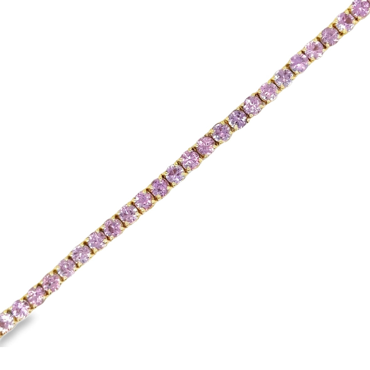 14K Yellow Gold Pink Sapphire Tennis Bracelet 7” 5.2ct