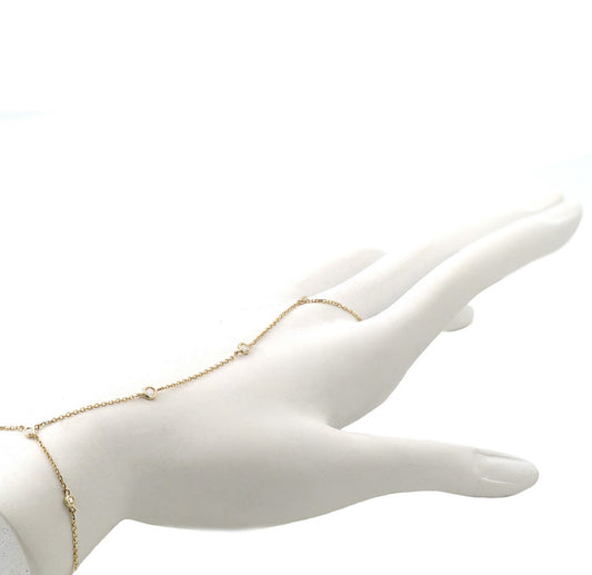 14K Solid Diamond Station Hand Chain
