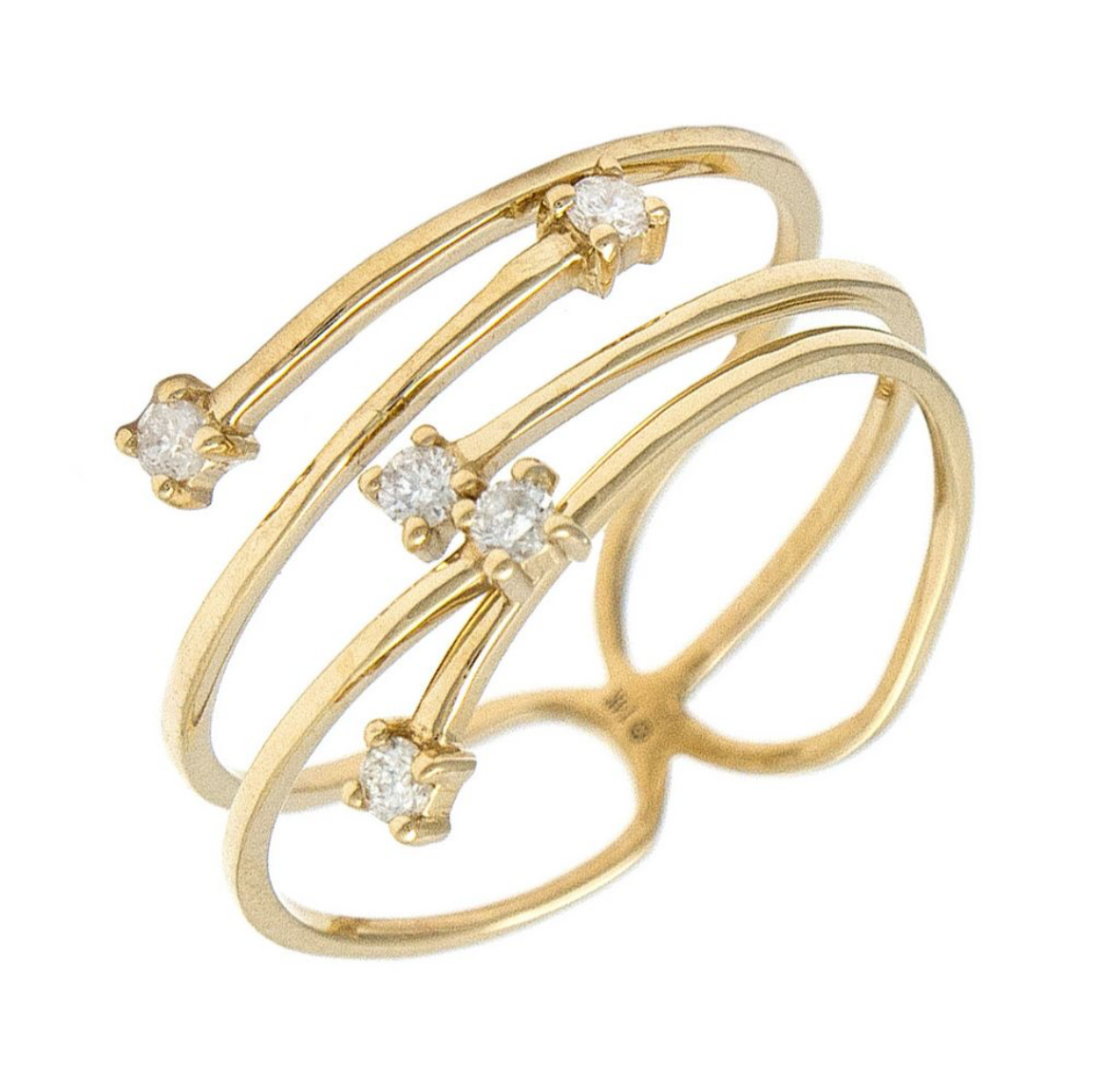 14K Yellow Gold Adjustable Diamond Ring