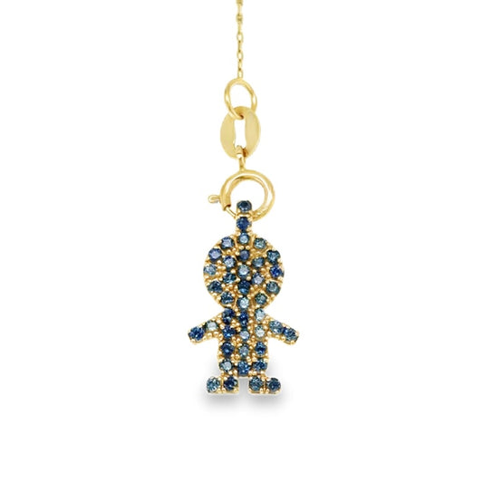 14K Yellow Gold Boy Blue Sapphire Charm