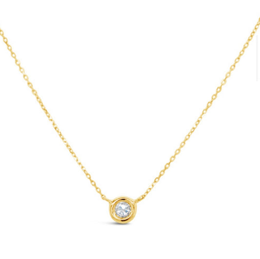 14K Yellow Gold Solitaire Diamond Necklace