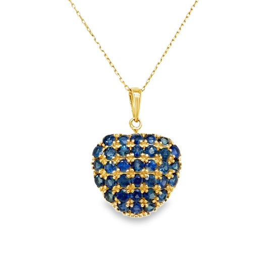 14K Yellow Gold Small Blue Sapphire Heart Charm