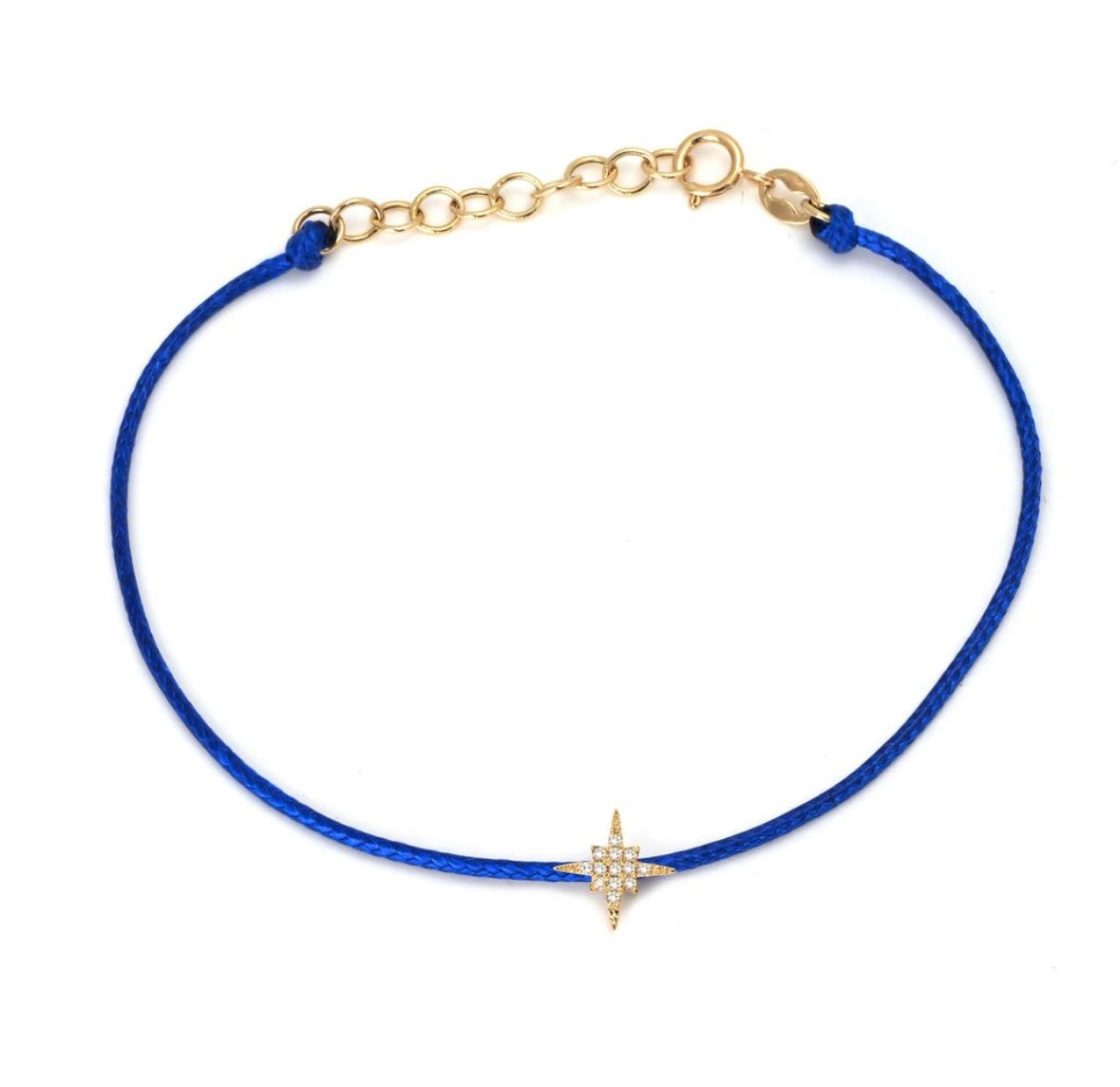 14K Yellow Gold Diamond Star String Bracelet 6+1”