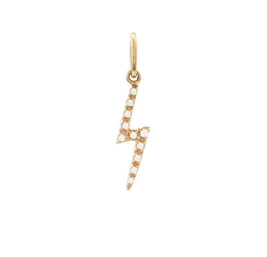 14K Diamond Yellow Gold Mini Lightening Charm Pendent