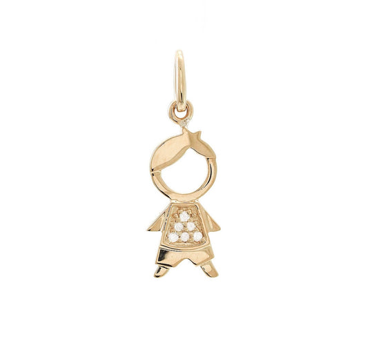 14K Diamond Yellow Gold Mini Boy Charm Pendent