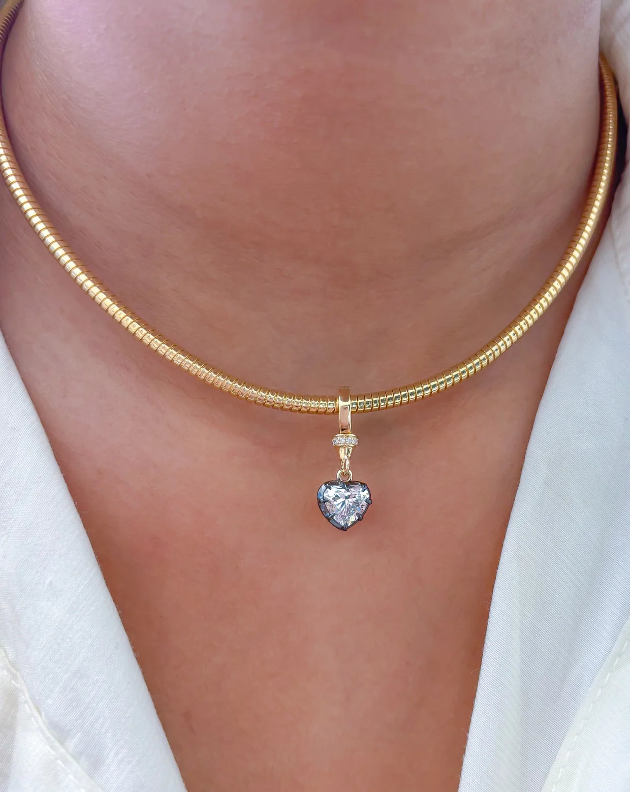 14K Yellow Gold Lab Diamond Heart Pendant Charm
