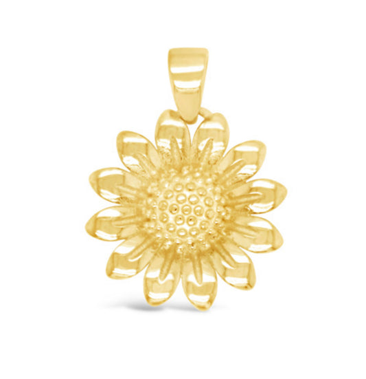 14K Yellow Gold Solid Small Sunflower Pendent Charm
