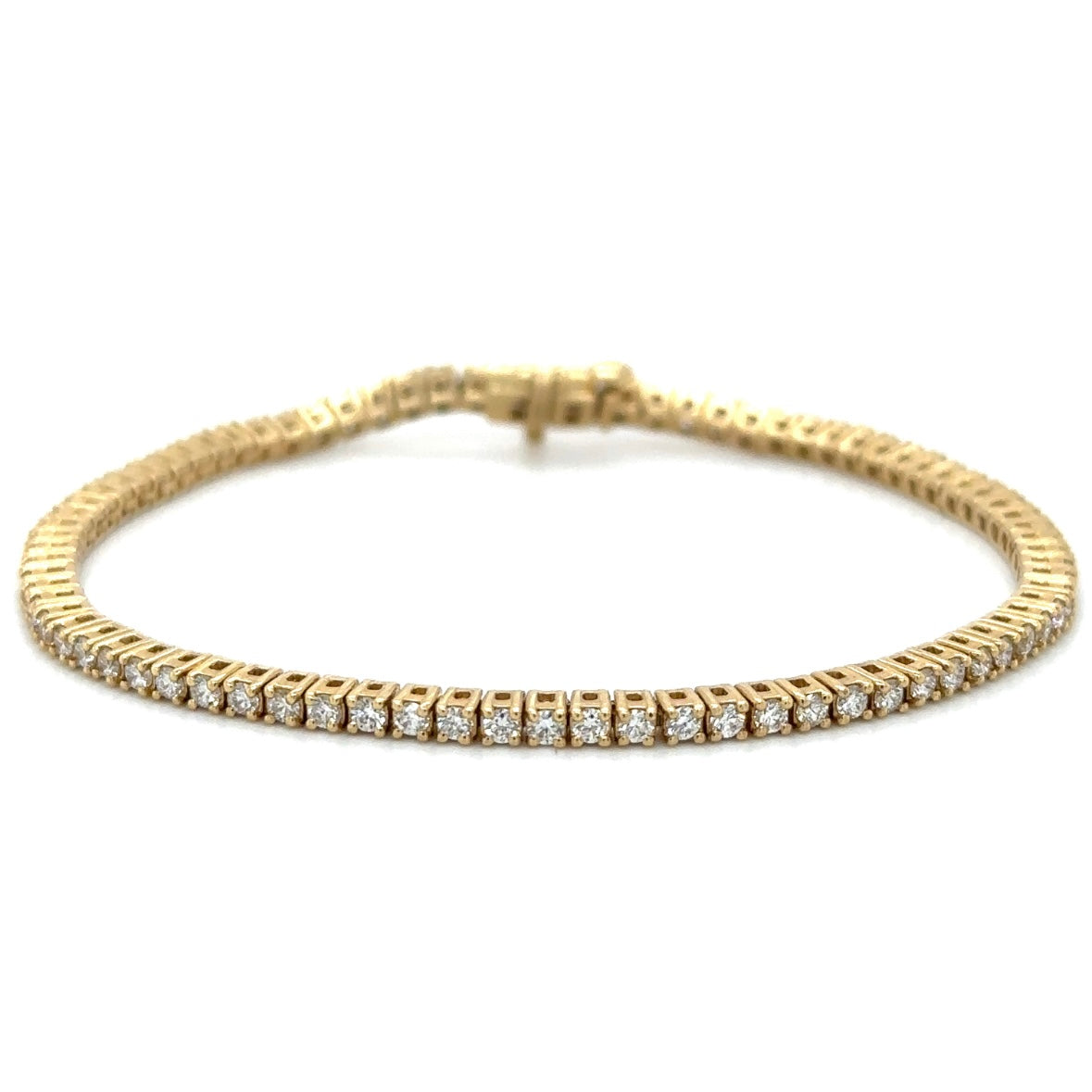 14K Yellow Gold Natural Diamond Tennis Bracelet 7” 2CT