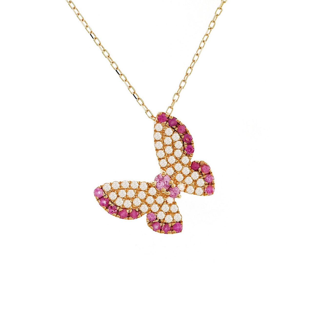 14K Yellow Gold Diamond and Pink Sapphire 16-18” inches