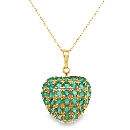 14K Yellow Gold Small Emerald Heart Charm