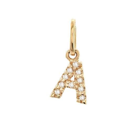 14K Yellow Gold Diamond Initial Charm