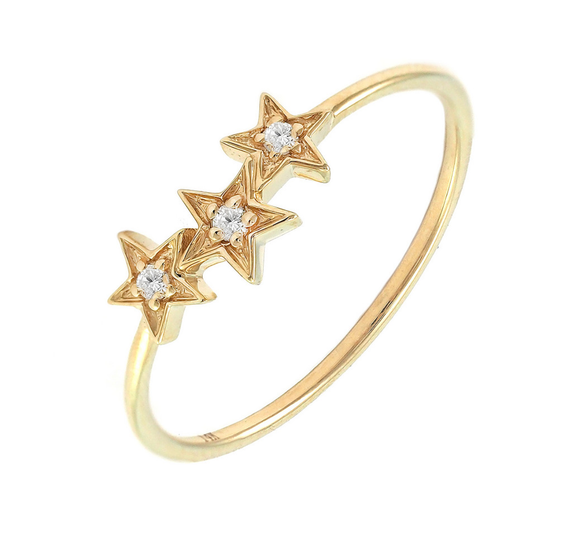 14K Yellow Gold Star Diamond Ring