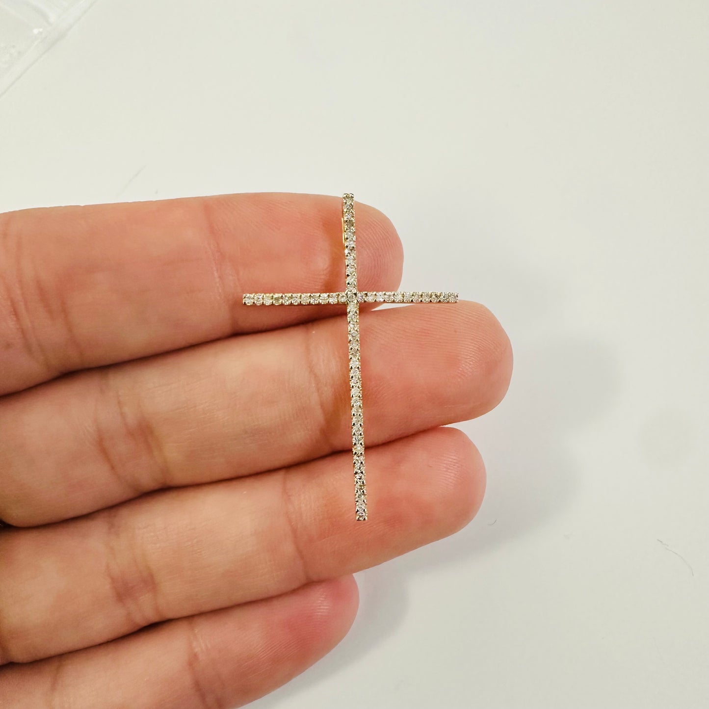 14K Yellow Gold Diamond Cross 1.25”